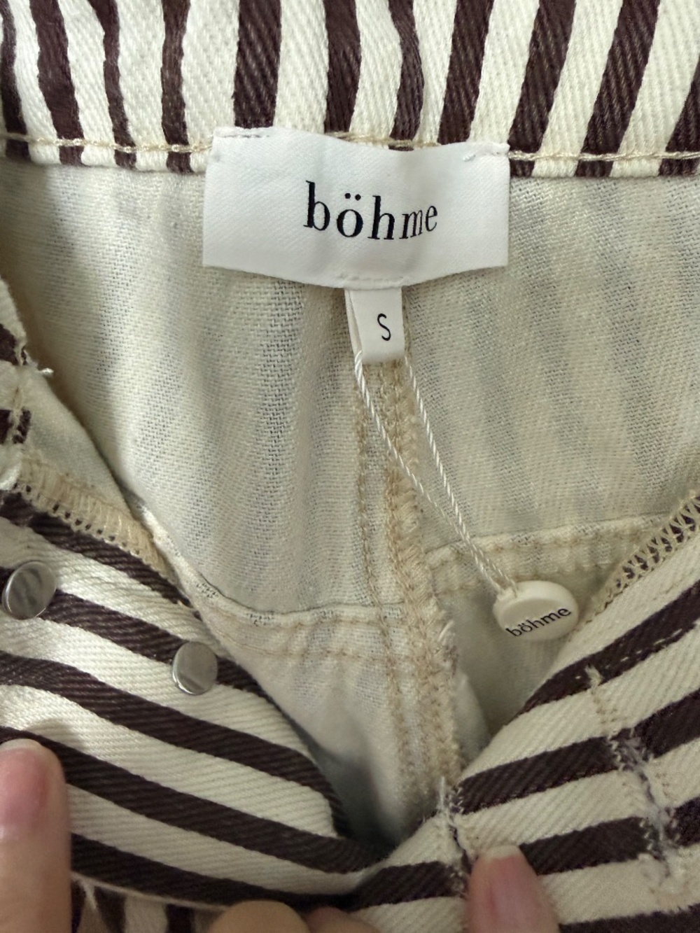 Bohme Jocelyn Barrel Jeans in Brown Stripe (Small) - Picture 2 of 7